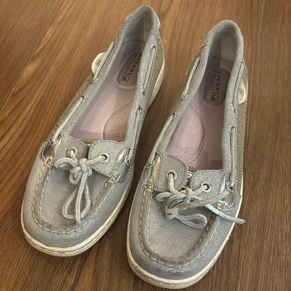 Silver Sperry Top Sider Boat Shoes